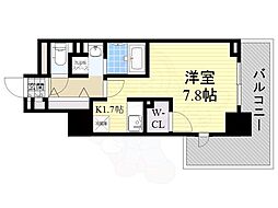 ハビテ靭センターコート ワンルームの間取図画像