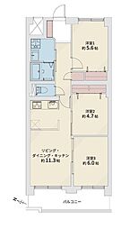 ファミール第2ひばりが丘 3LDKの間取図画像