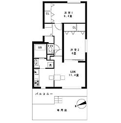 メゾンドルチェ澄川第2 2LDKの間取図画像