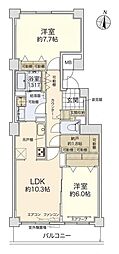 山鼻サンタウン7号館 2LDKの間取図画像