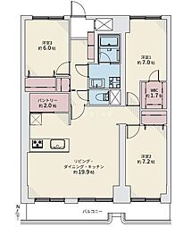 シャルム北4条 3LDKの間取図画像