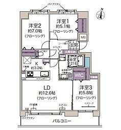 ロピア新さっぽろ 3LDKの間取図画像