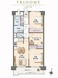 ライオンズマンション中の島通り 2SLDKの間取図画像