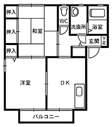 フレグランスRIHO 2階2DKの間取り