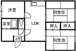 行松ハイツ 3LDKの間取図画像