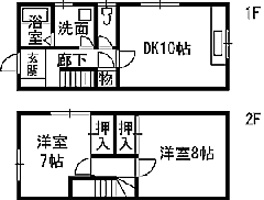 貸家　豊町 1階2LDKの間取り