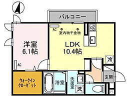 aRietta(アリエッタ) 3階1LDKの間取り