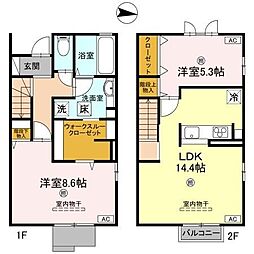 TOA 1階2LDKの間取り