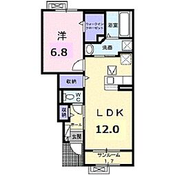 ララ・セゾン 1階1LDKの間取り