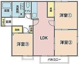 アーバンＫＳ 1階3LDKの間取り
