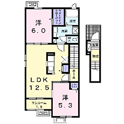 フラン　メゾン13 2階2LDKの間取り