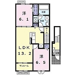 フランメゾン18 2階2LDKの間取り