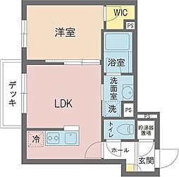 プリエコート善光寺 102 1階1LDKの間取り
