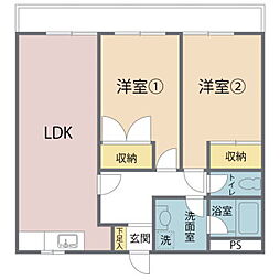 ハイツ北山 2LDKの間取図画像