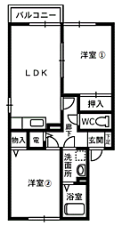 ハイツシリウスB 2LDKの間取図画像