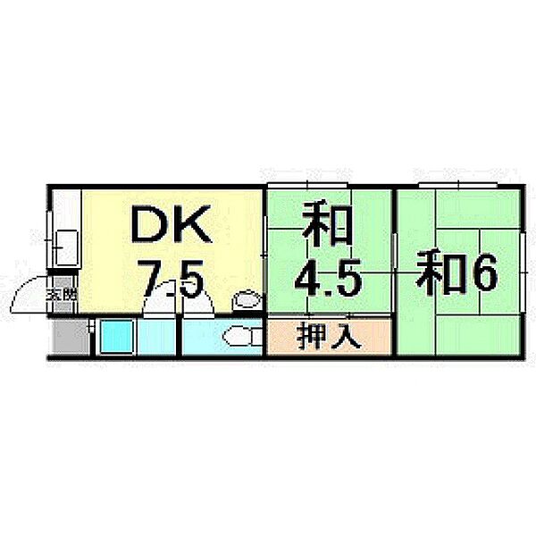 仁川コーポＡ棟 405｜兵庫県宝塚市鹿塩１丁目(賃貸マンション2DK・4階・36.00㎡)の写真 その2