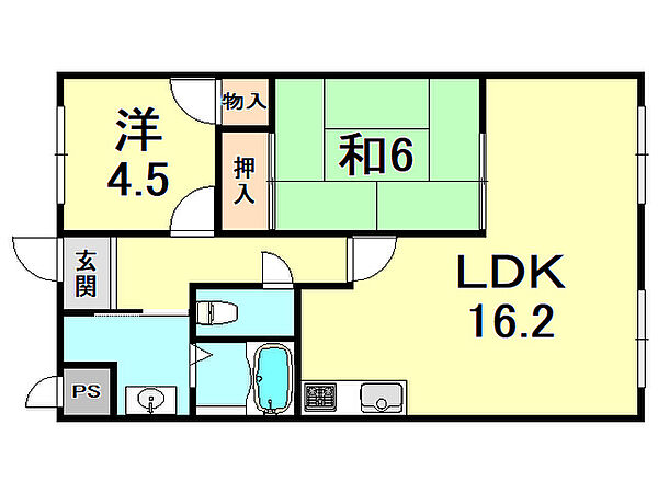 アーデンハウス菊谷 102｜兵庫県西宮市菊谷町(賃貸マンション2LDK・1階・62.72㎡)の写真 その2