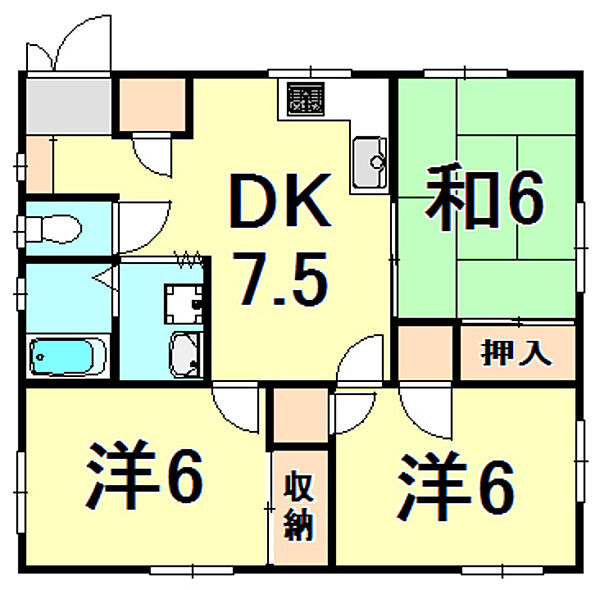 甲子園口4丁目ハイツ 101｜兵庫県西宮市甲子園口４丁目(賃貸アパート3DK・1階・58.79㎡)の写真 その2