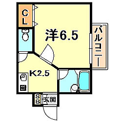マンション王子 1Kの間取図画像