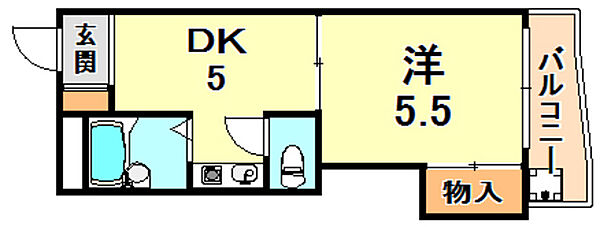 グリーンハイツ山水Ｃ棟 201｜兵庫県神戸市灘区六甲台町(賃貸マンション1DK・2階・24.00㎡)の写真 その2