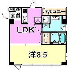 レグルス甲南山手 1LDKの間取図画像