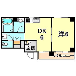 アモンコートII 2階1DKの間取り