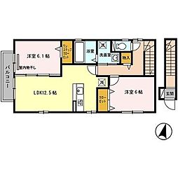 ソレーユ・コート　A棟 2階2LDKの間取り