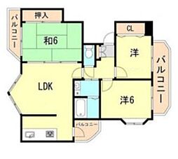 ル・パレ須磨 8階3LDKの間取り