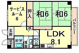 グランディール園田 3階2SLDKの間取り