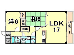 サニーパラディオン 2階2LDKの間取り