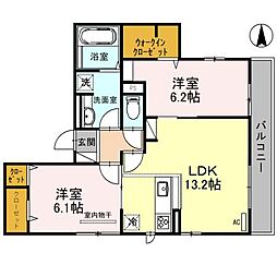 アングレーム 2階2LDKの間取り