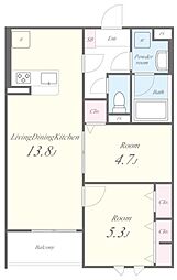 クレアトゥール 2階2LDKの間取り