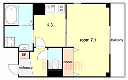 メゾン ドゥ ショコラ 千舟 2階1Kの間取り