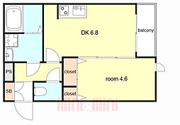 (仮称)La-Crea塚口本町 3階1LDKの間取り