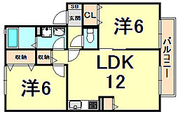 ハイカムール松井 2LDKの間取図画像