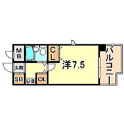 ライオンズマンション神戸西橘通 4階1Kの間取り