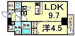 アーバネックス武庫之荘 2階1LDKの間取り