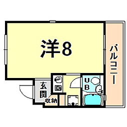 パレラフィネ甲子園口 ワンルームの間取図画像