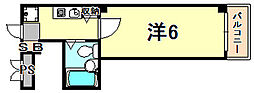 小原ビル 4階1Kの間取り
