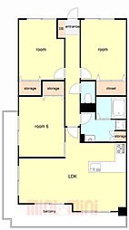 グローバル魚住2 3階3LDKの間取り