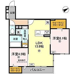 La　Maison林崎 302 3階2LDKの間取り