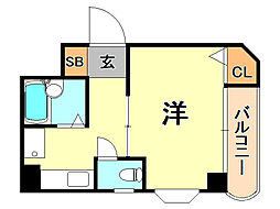 ヴェルビュ桜町 4階1Kの間取り