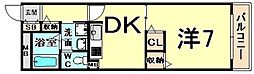 ブルネン武庫之荘 4階1DKの間取り
