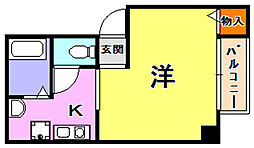 パイン神戸三宮 4階1Kの間取り