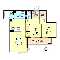 グランメゾン神戸中山手 2階2LDKの間取り