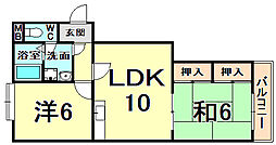 メゾン下仲 2階2LDKの間取り