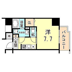 レジデンス神戸レガーロ 8階1Kの間取り