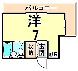 阪急神戸本線 武庫之荘駅 徒歩5分の賃貸マンション 4階ワンルームの間取り