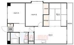 シティハイツ立花2 3階3DKの間取り
