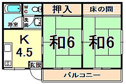 福岡マンション 2Kの間取図画像
